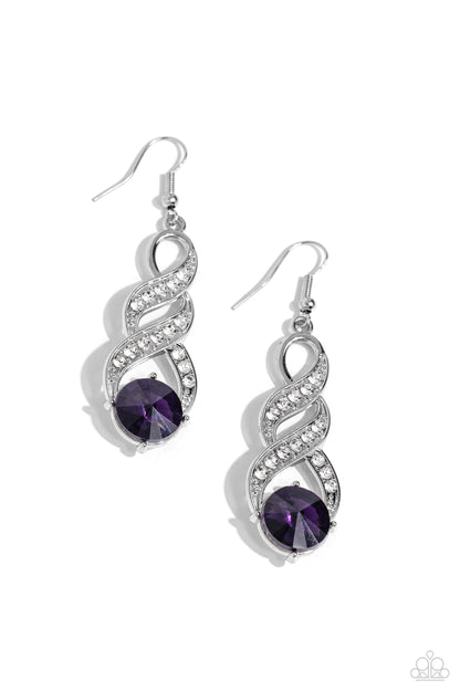 High-Ranking Royalty - Purple - Rhinestone Fishhook Earrings - Paparazzi Accessories