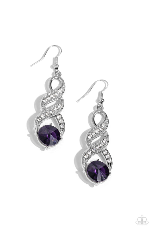 High-Ranking Royalty - Purple - Rhinestone Fishhook Earrings - Paparazzi Accessories