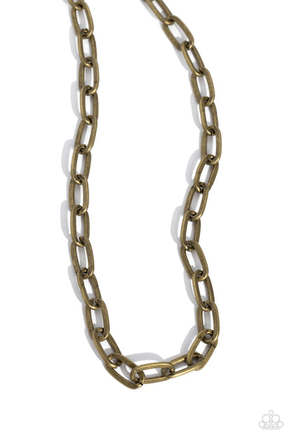 Urban Quarterback - Brass Chain Necklace - Paparazzi Accessories