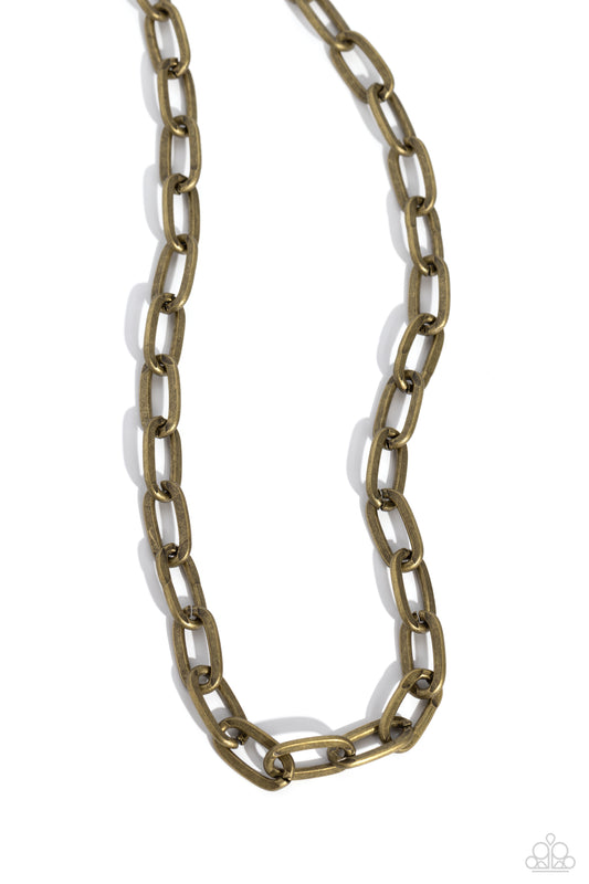 Urban Quarterback - Brass Chain Necklace - Paparazzi Accessories