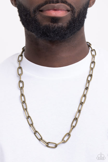Urban Quarterback - Brass Chain Necklace - Paparazzi Accessories