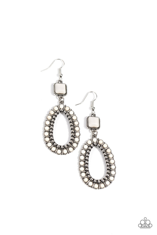 Napa Valley Luxe - White Stone Fishhook Earrings - Paparazzi Accessories