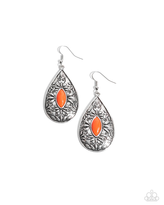 Two PERENNIALS in a Pod - Orange Fishhook Earrings - Paparazzi Accessories