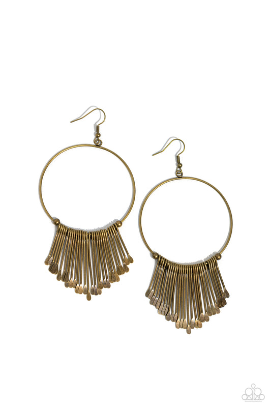 The Little Dipper - Brass Fishhook Earrings - Paparazzi Accessories