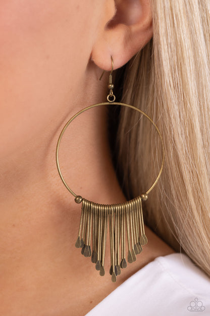 The Little Dipper - Brass Fishhook Earrings - Paparazzi Accessories