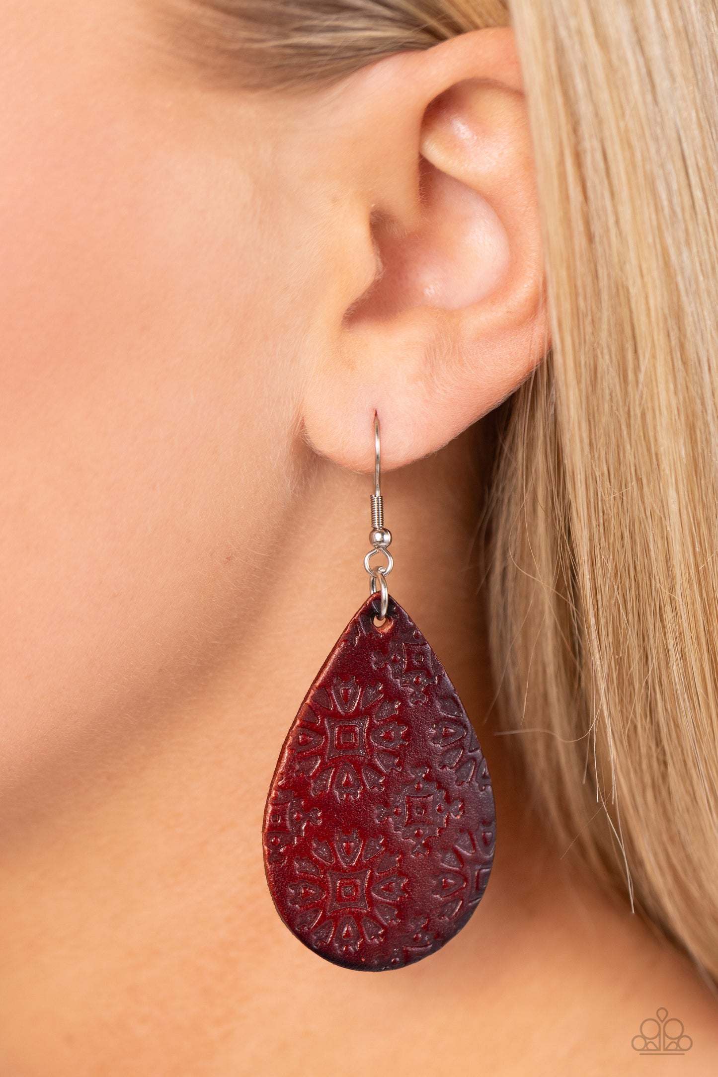 Stylishly Subtropical - Brown Leather Teardrop Fishhook Earrings - Paparazzi Accessories