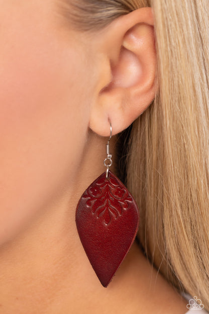 Naturally Nostalgic - Brown Leather Earrings - Paparazzi Accessories