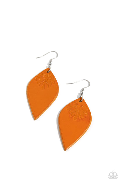 Naturally Nostalgic - Yellow Leather Fishhook Earrings - Paparazzi Accessories