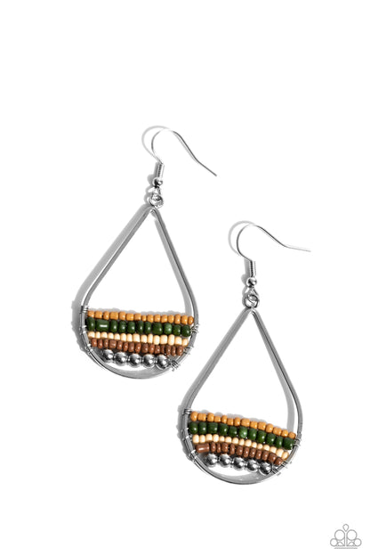 Mojave Mardi Gras - Green Seed Bead Earrings - Paparazzi Accessories