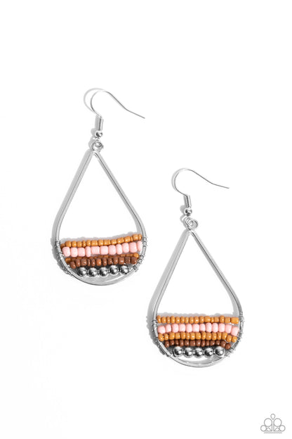 Mojave Mardi Gras - Pink Seed Bead Fishhook Earrings - Paparazzi Accessories