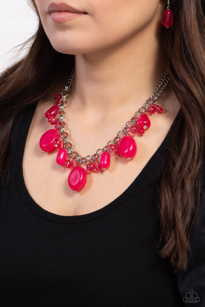 Venetian Vacation - Pink Acrylic Bead Necklace - Paparazzi Accessories