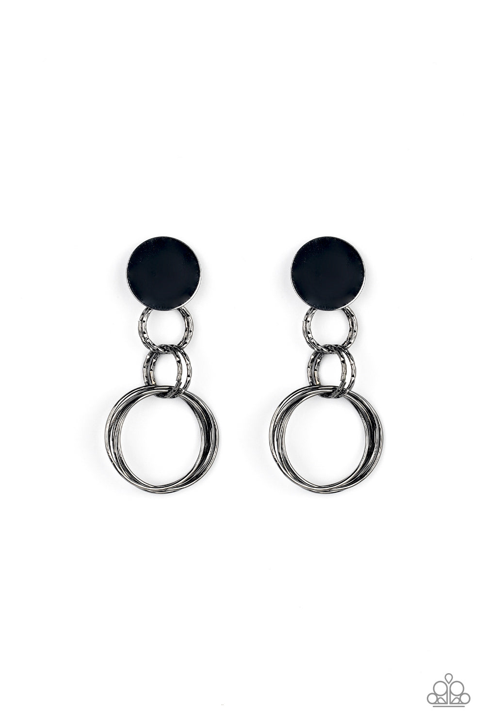 Industrialized Fashion - Black - Gunmetal Post Earrings - Paparazzi Accessories
