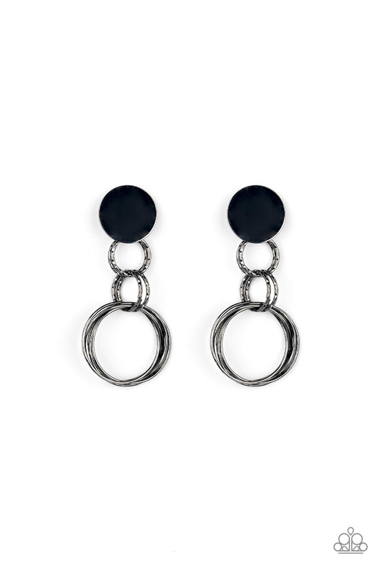 Industrialized Fashion - Black - Gunmetal Post Earrings - Paparazzi Accessories