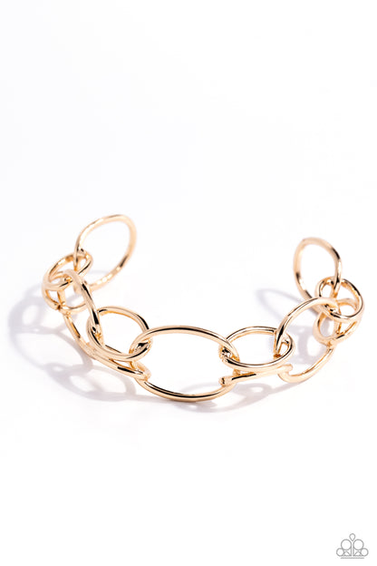 LINK or Swim - Gold Cuff Bracelet - Paparazzi Accessories
