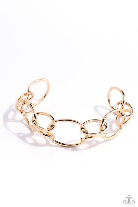 LINK or Swim - Gold Cuff Bracelet - Paparazzi Accessories