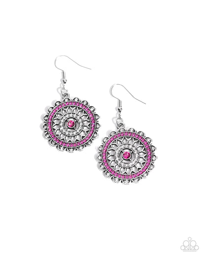 Twinkly Translation - Pink Fishhook Earrings - Paparazzi Accessories