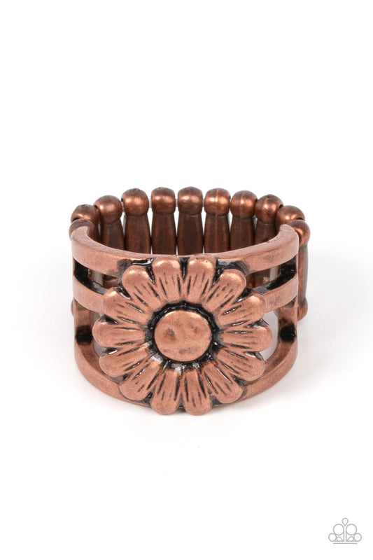 Roadside Daisies - Copper Flower Ring - Paparazzi Accessories