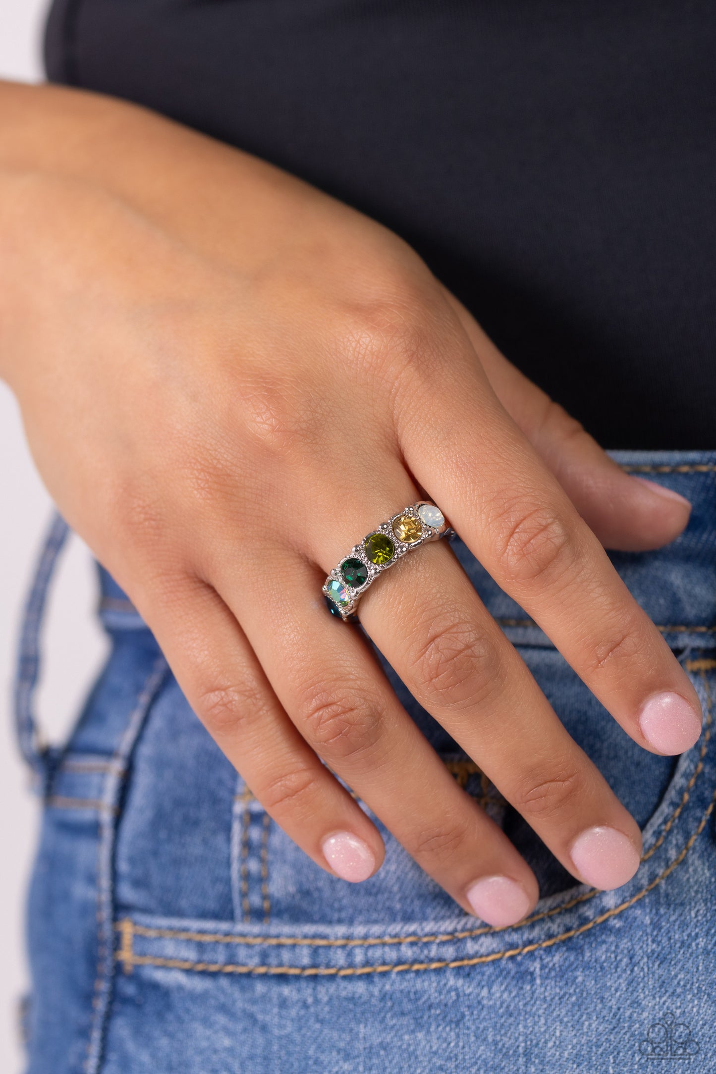 Taming Twilight - Green Rhinestone Ring - Paparazzi Accessories