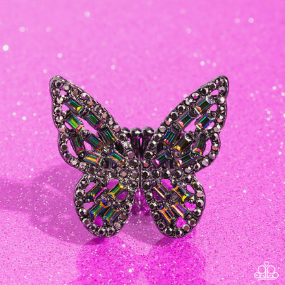 Flauntable Flutter - Multi Oil Spill Butterfly Ring - Paparazzi Accessories