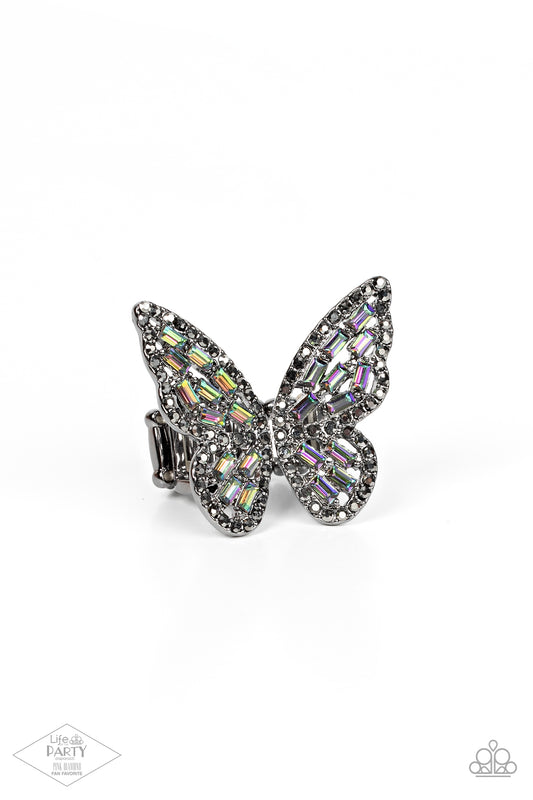 Flauntable Flutter - Multi Oil Spill Butterfly Ring - Paparazzi Accessories