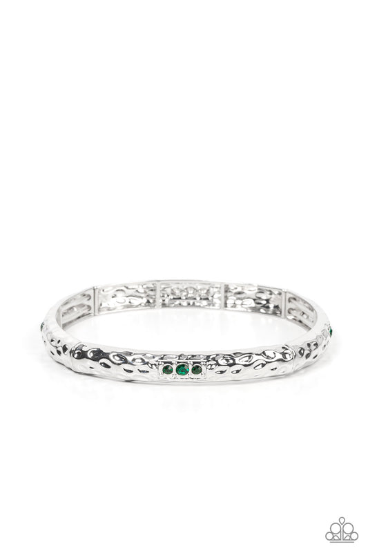 Reinvented Refinement - Green Rhinestone Bracelet - Paparazzi Accessories