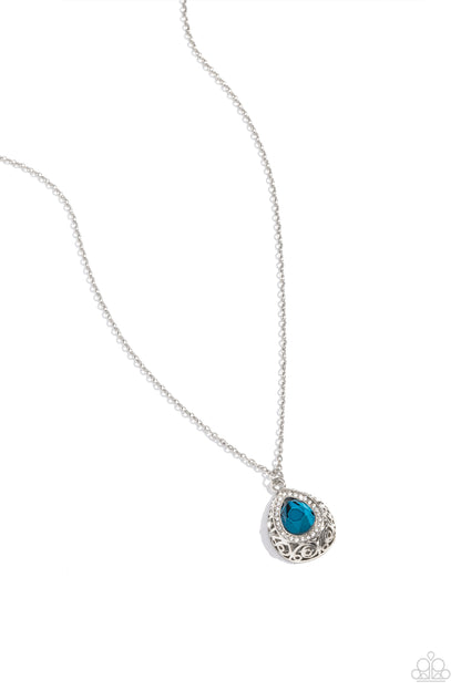 Gracefully Glamorous - Blue Teardrop Pendant Necklace - Paparazzi Accessories