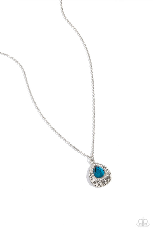 Gracefully Glamorous - Blue Teardrop Pendant Necklace - Paparazzi Accessories