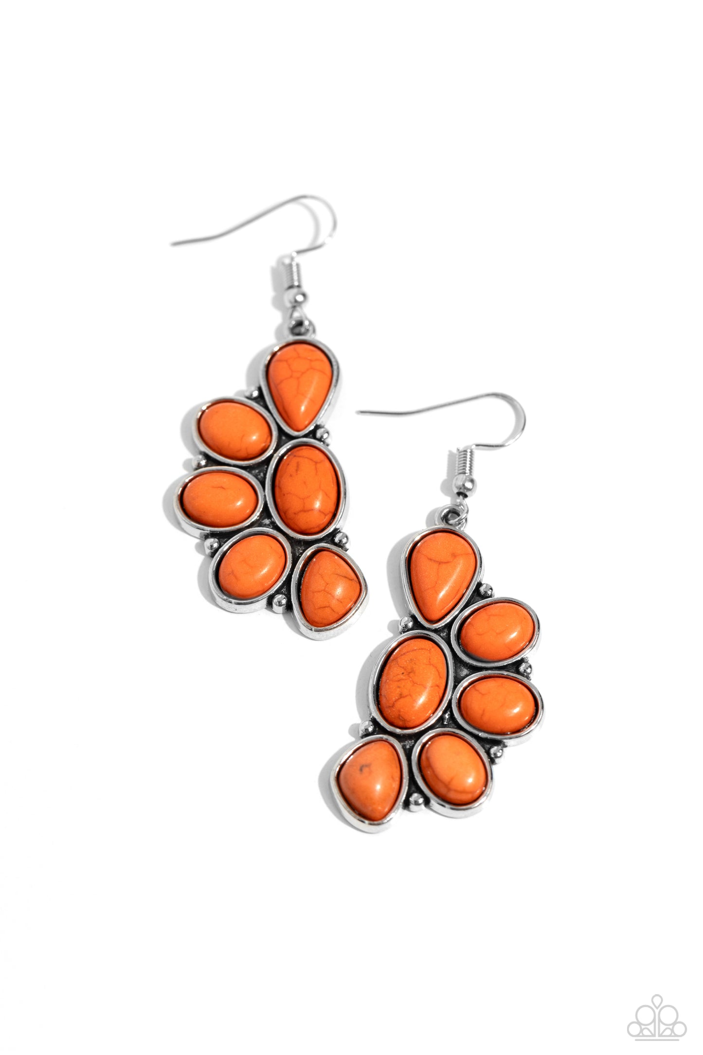 Havasu Hideaway - Orange Crackle Stone Fishhook Earrings - Paparazzi Accessories