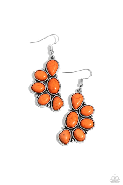 Havasu Hideaway - Orange Crackle Stone Fishhook Earrings - Paparazzi Accessories