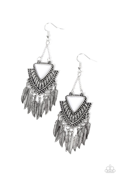 Shady Oasis - White Fishhook Earrings - Paparazzi Accessories