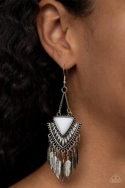 Shady Oasis - White Fishhook Earrings - Paparazzi Accessories