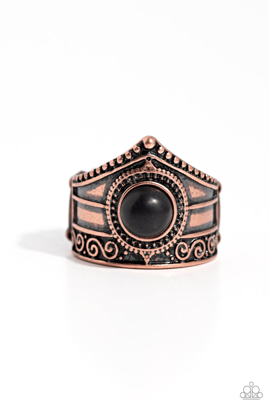 Highland Plains - Copper - Black Stone Ring - Paparazzi Accessories