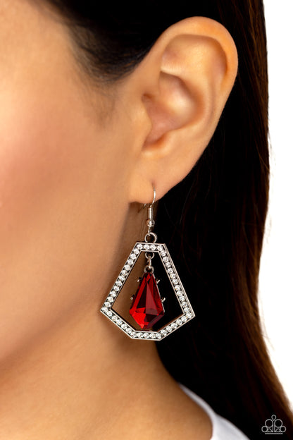 Poshly Photogenic - Red Rhinestone Earrings - Paparazzi Accessories