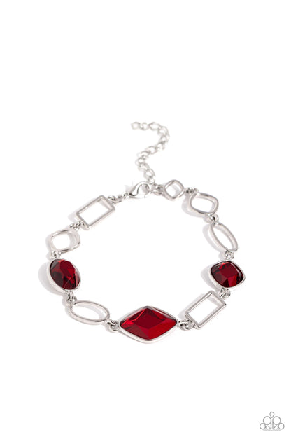 Dazzle for Days - Red Gem Silver Clasp Closure Bracelet - Paparazzi Accessories