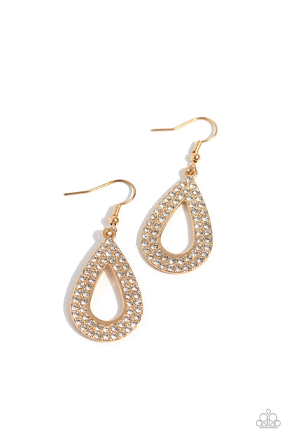 I am the Party - Gold Fishhook Earrings - Paparazzi Accessories