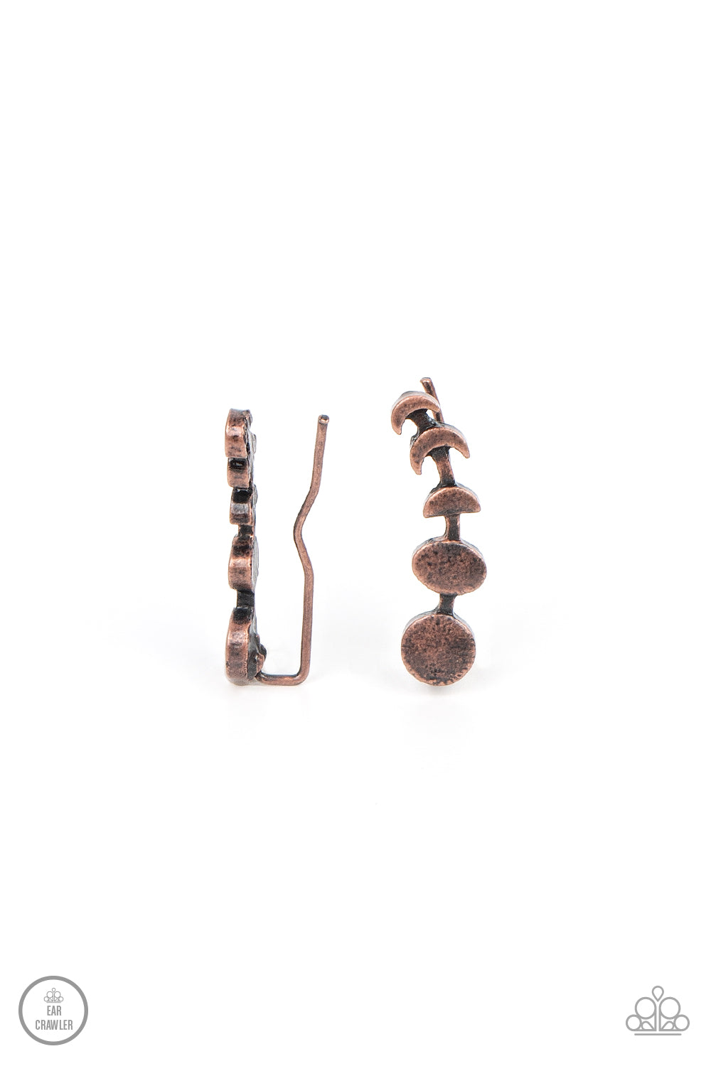 Its Just a Phase - Copper Ear Crawler Post Earrings - Paparazzi Accessories