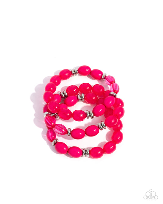 Coastal Coastin - Pink Stretchy Bracelets - Paparazzi Accessories