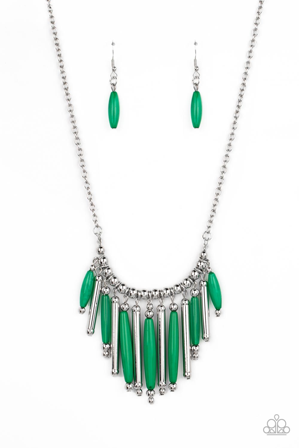 Bohemian Breeze - Green Acrylic Bead Necklace - Paparazzi Accessories