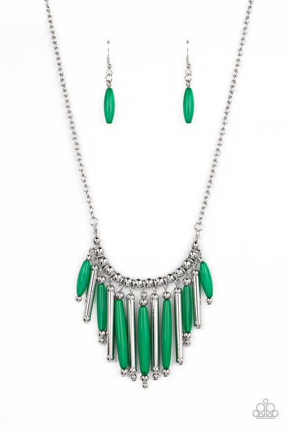 Bohemian Breeze - Green Acrylic Bead Necklace - Paparazzi Accessories