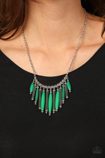 Bohemian Breeze - Green Acrylic Bead Necklace - Paparazzi Accessories