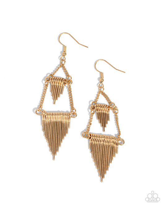 Greco Grotto - Gold Fishhook Earrings - Paparazzi Accessories