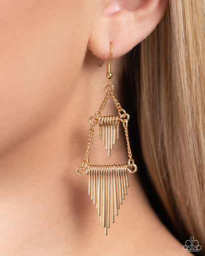 Greco Grotto - Gold Fishhook Earrings - Paparazzi Accessories