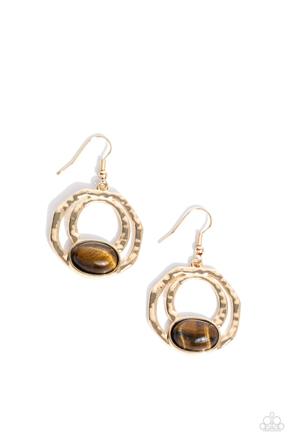 Terrestrial Retreat - Brown Tiger's Eye Stone Golds - Paparazzi Accessories