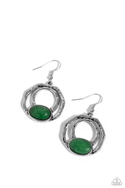 Terrestrial Retreat - Green Jade Stone Earrings - Paparazzi Accessories