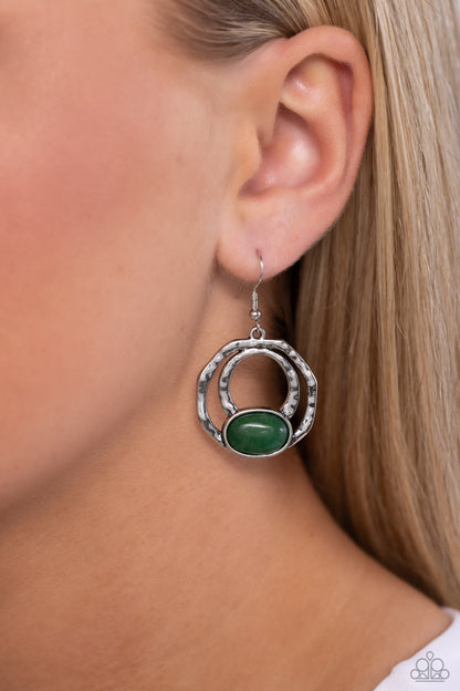 Terrestrial Retreat - Green Jade Stone Earrings - Paparazzi Accessories