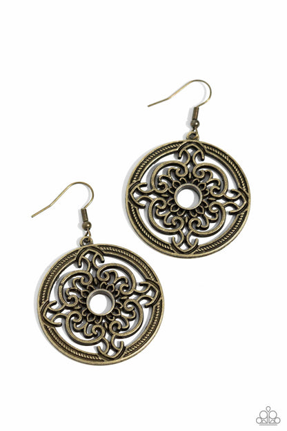 Mandala Meditation - Brass Earrings - Paparazzi Accessories