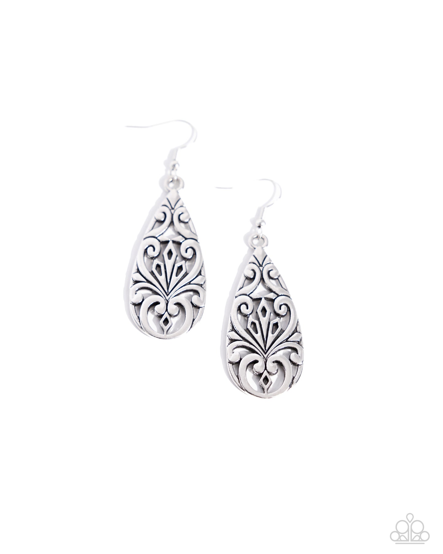 Eastern Elements - Silver Fishhook Earrings - Paparazzi Accessories