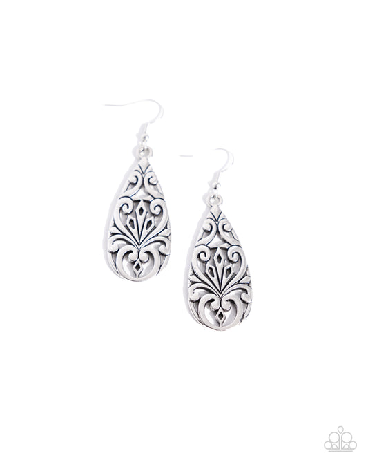 Eastern Elements - Silver Fishhook Earrings - Paparazzi Accessories