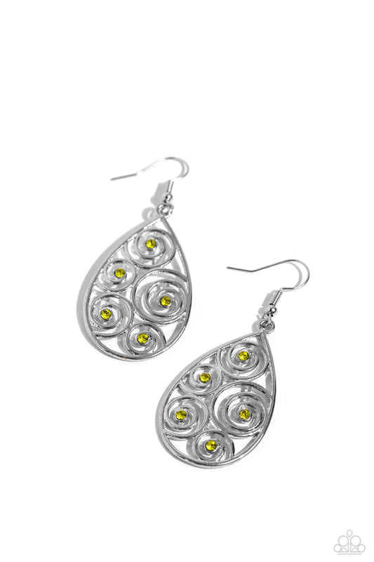 Billowy Bliss - Green Earrings - Paparazzi Accessories