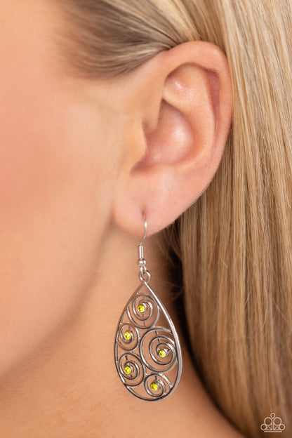 Billowy Bliss - Green Earrings - Paparazzi Accessories